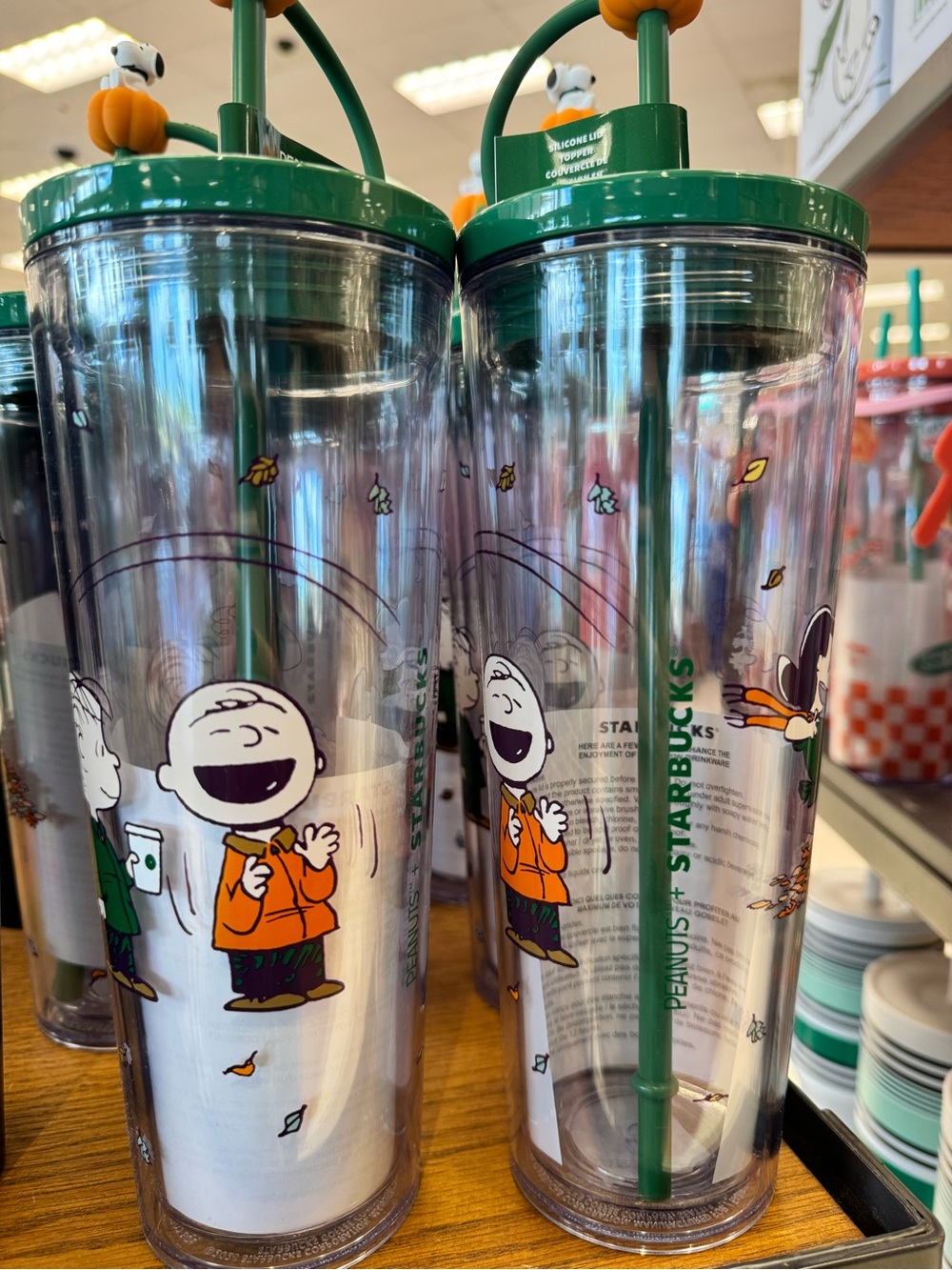 Starbucks x snoopy Green-Lid Peanuts Charlie Brown Travel Tumbler one!